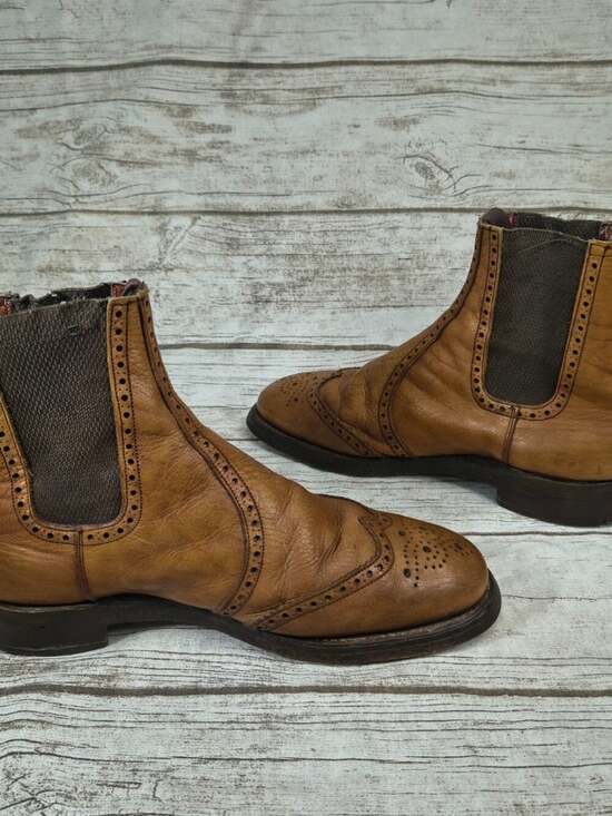 Tan Leather Brogue Chelsea Slip On Ankle Boots - Men’s Size 10 main image 6